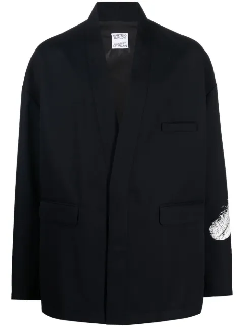 Marcelo Burlon County of Milan feather print wool blazer