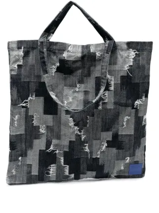 Marcelo Burlon County Of Milan Denim Patchwork Distressed Tote Bag ...