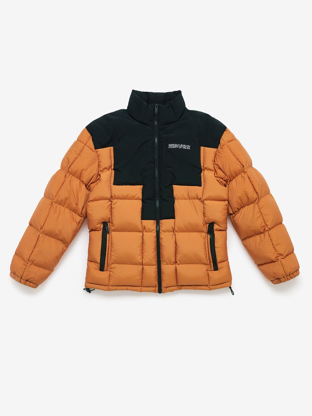 CROSS BLOCK NYLON DOWN JACKET - MARCELO BURLON® Official Site