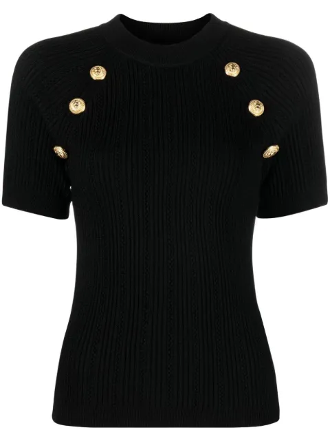 Balmain button-detail short-sleeve top