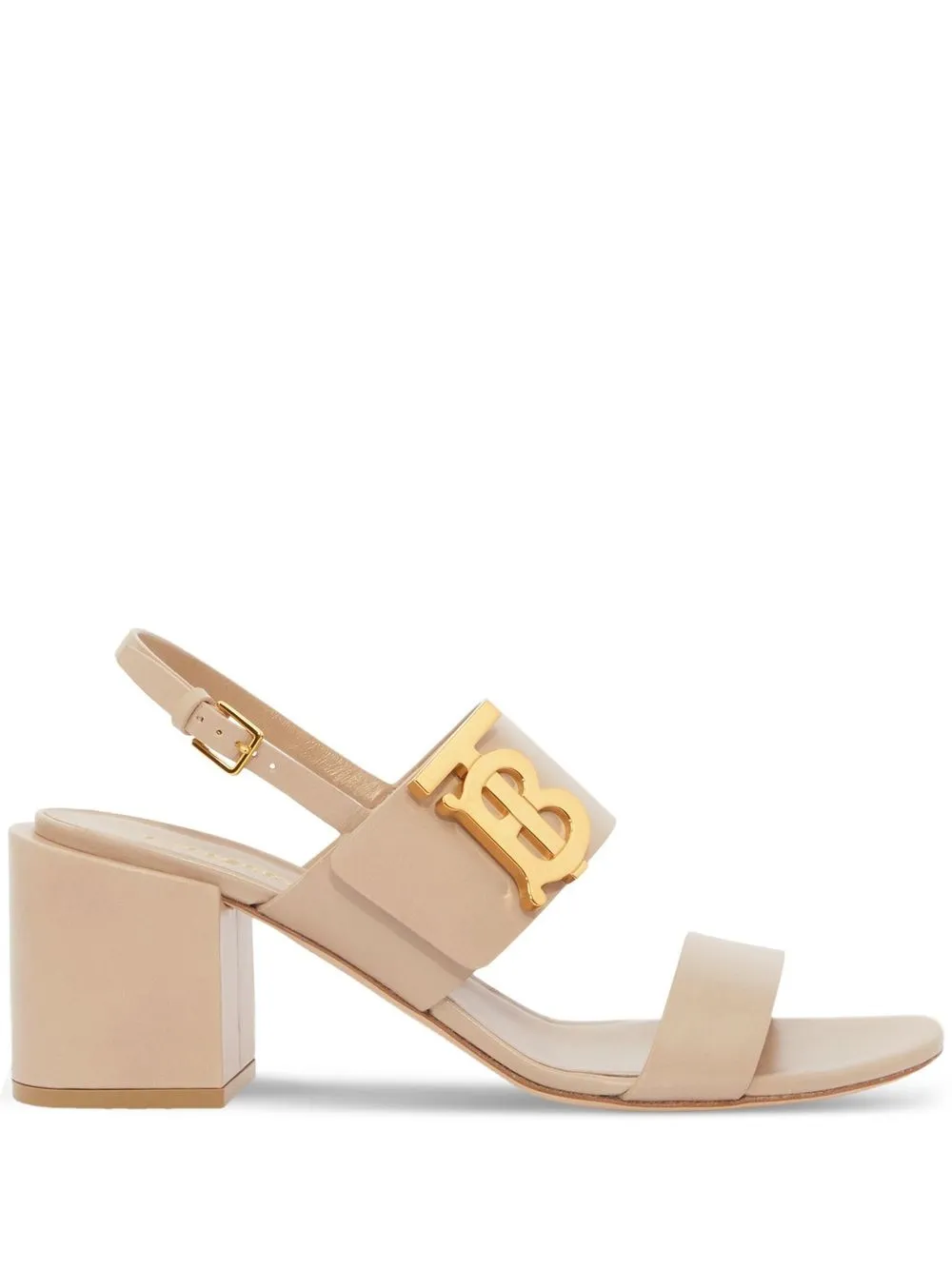 

Burberry monogram-motif block-heel sandals - Neutrals