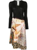 Marine Serre Silk Scarves Hybrid wrap dress - Black