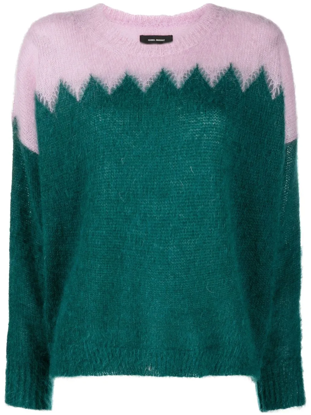 

Isabel Marant zig-zag round neck jumper - Green