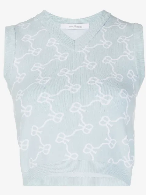 Rokh monogram-pattern cropped vest