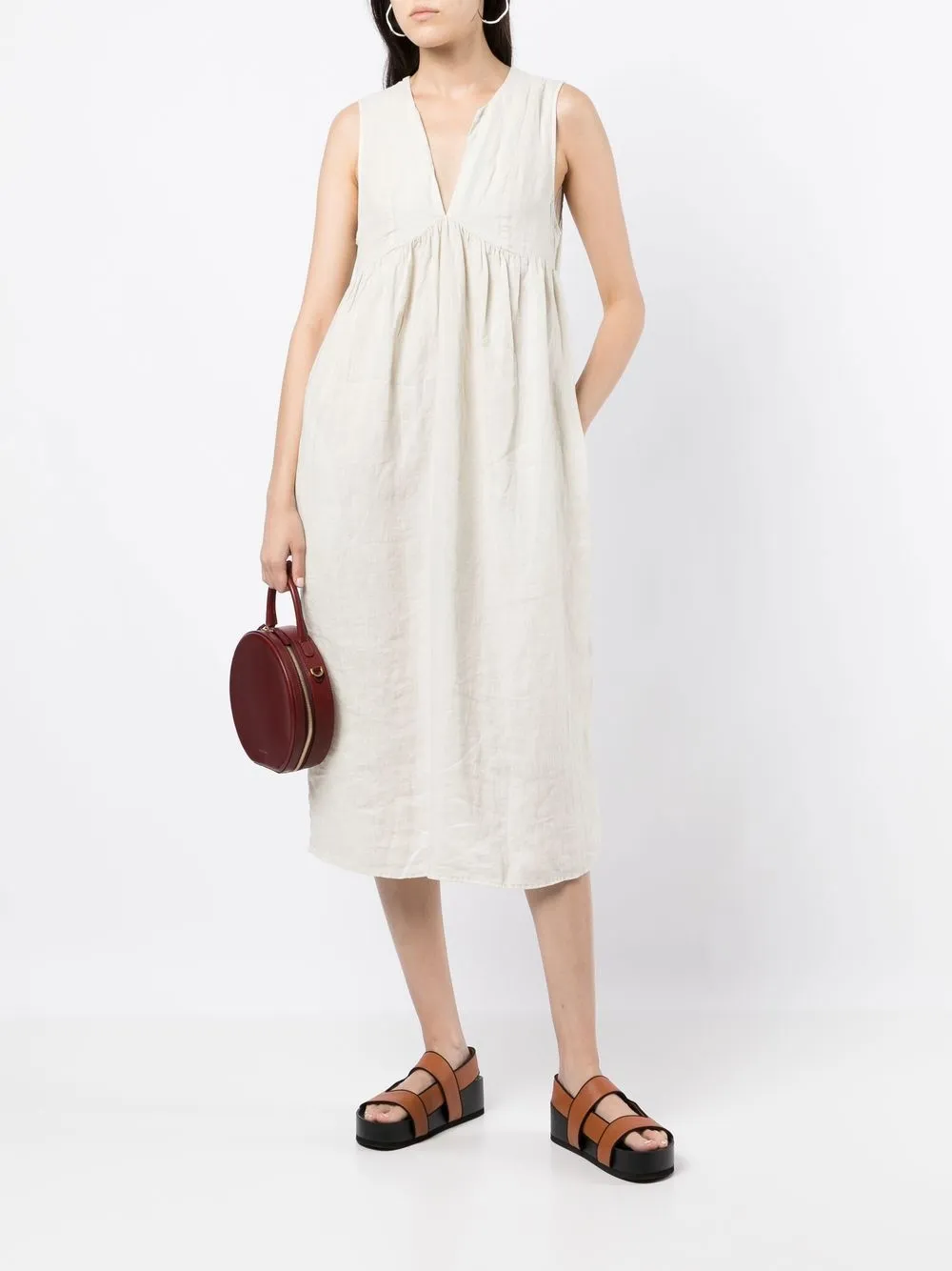 farfetch.com | linen sleeveless empire dress