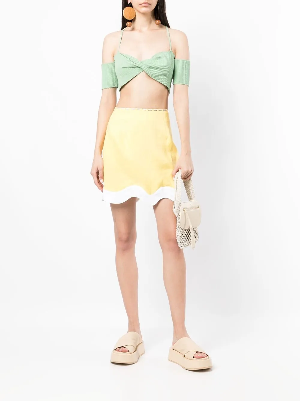 STAUD Tweekleurige mini-rok - Geel