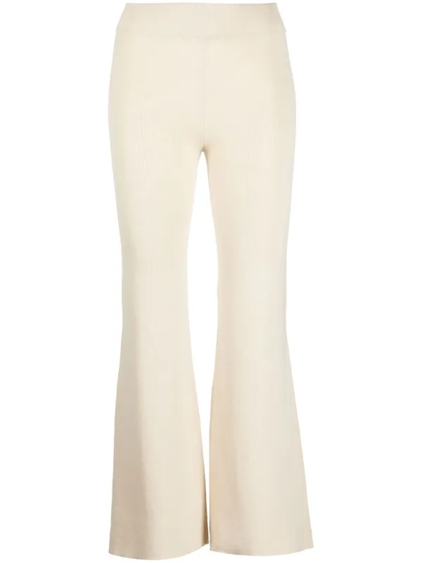 St. Agni Flared Knitted Pants in Neutrals