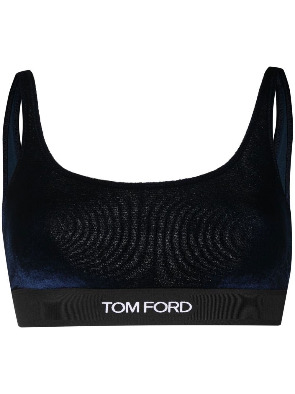 TOM FORD logo-band low-back bra blue | MODES