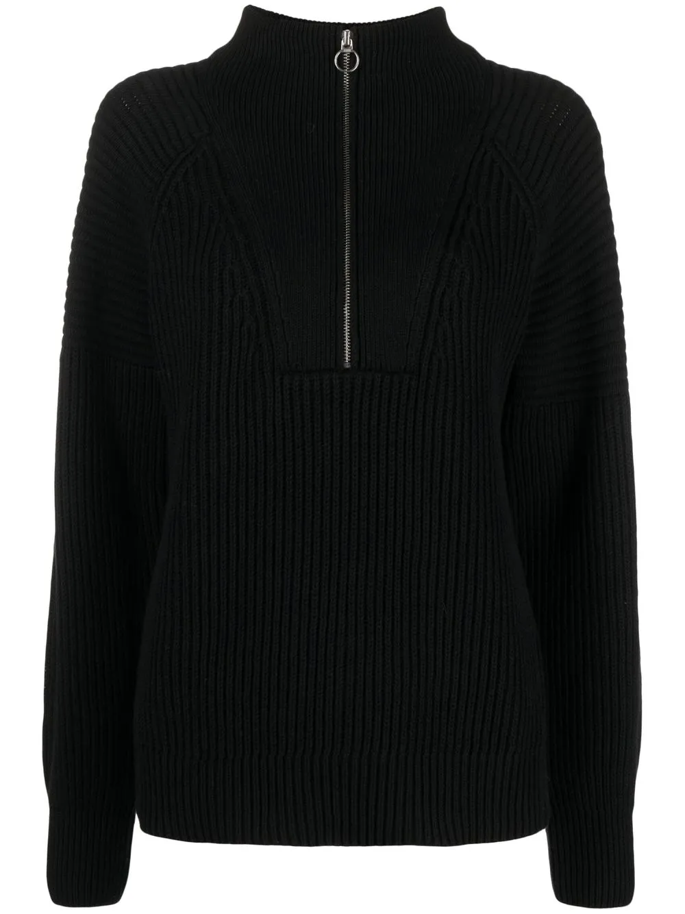 

Closed ribbed knit organic cotton pullover - Black