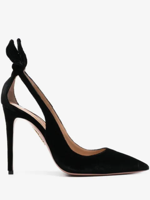 Aquazzura Bow Tie 105mm velvet pumps