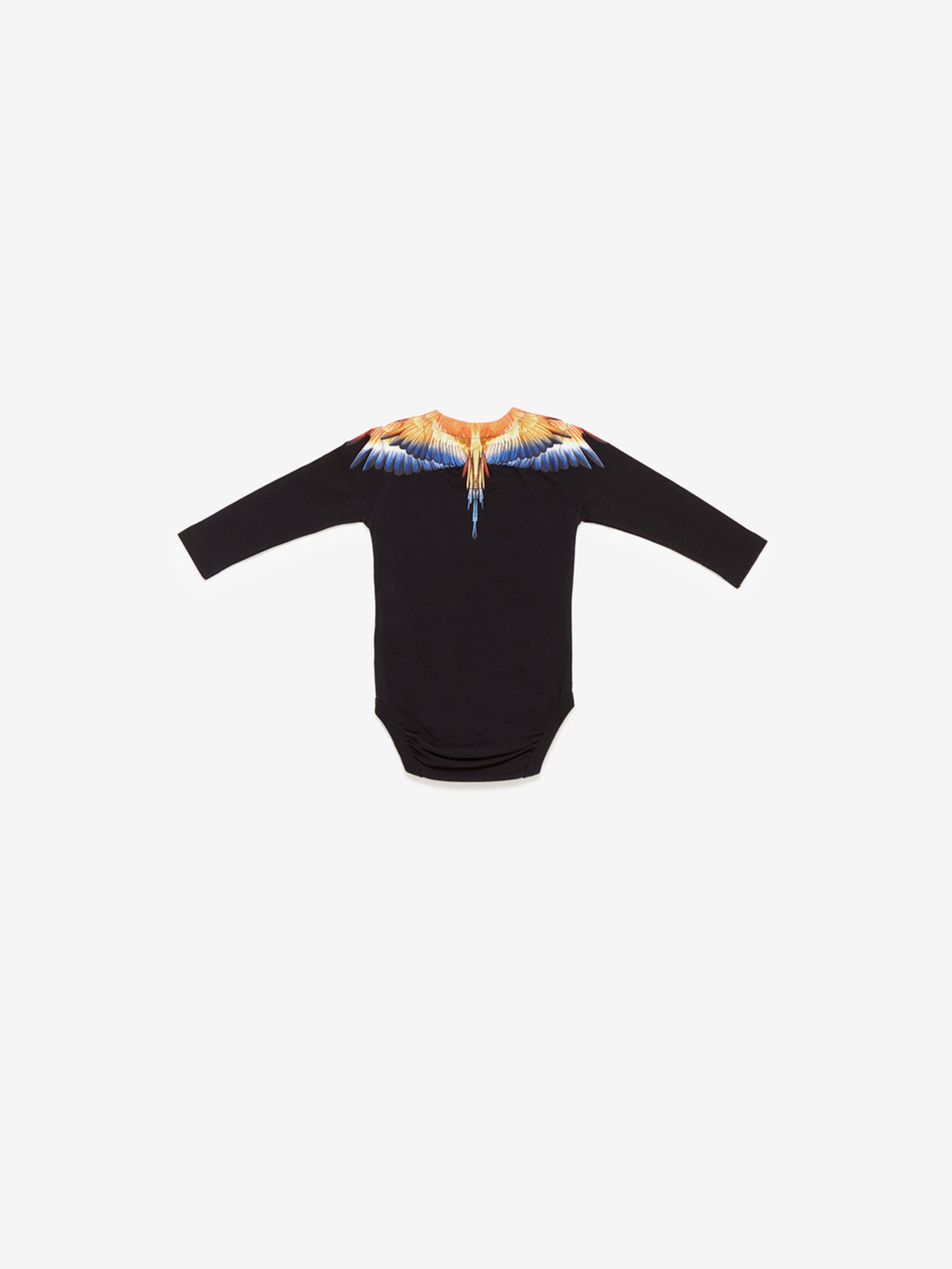 Wings-print body (pack of two) from Marcelo Burlon Kids featuring white/black, multicolour, cotton, signature Marcelo Burlon Wings print, round toe, long sleeves, tonal stitching, press-stud fastening and pack of two.