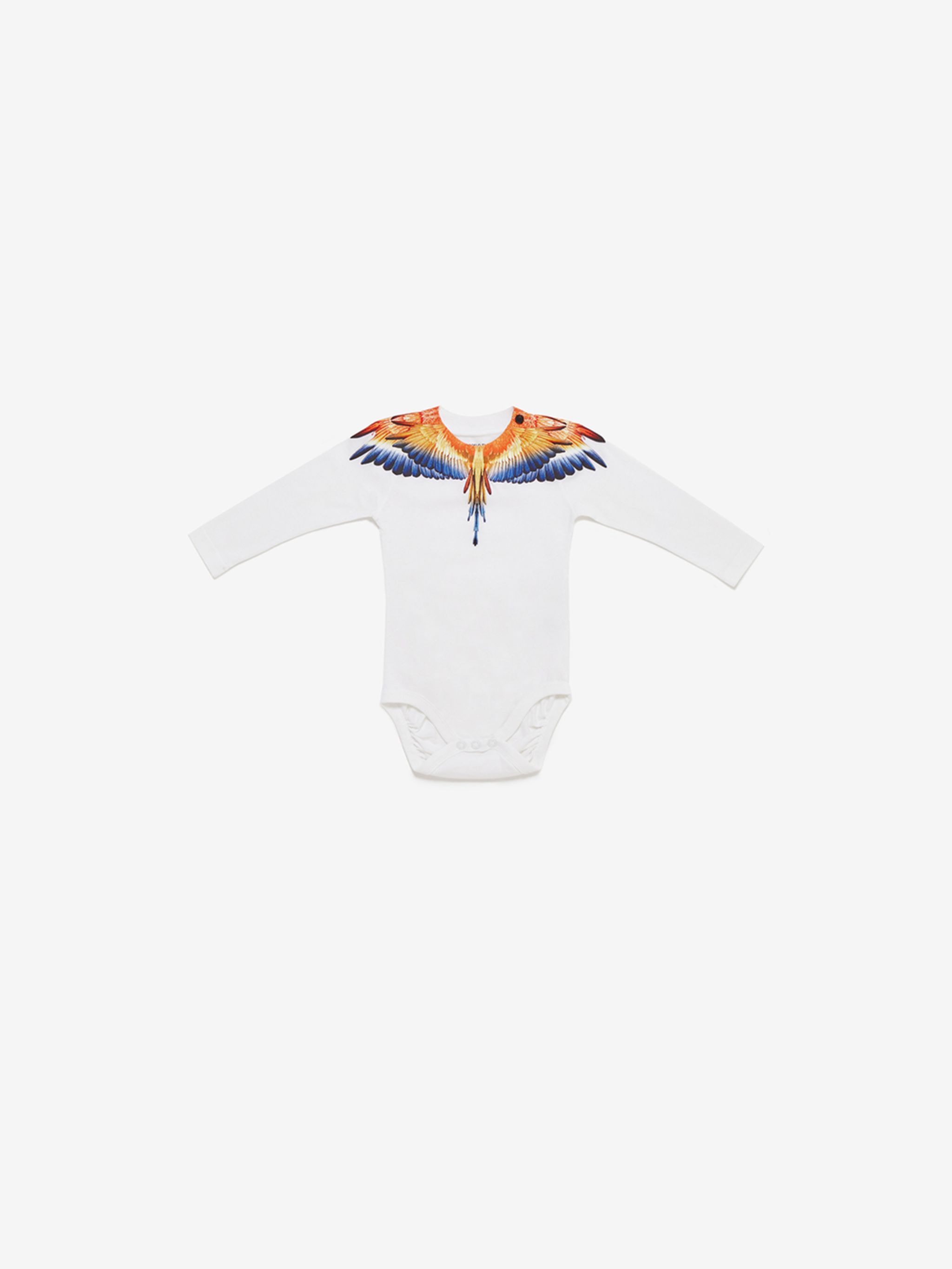 Wings-print body (pack of two) from Marcelo Burlon Kids featuring white/black, multicolour, cotton, signature Marcelo Burlon Wings print, round toe, long sleeves, tonal stitching, press-stud fastening and pack of two.