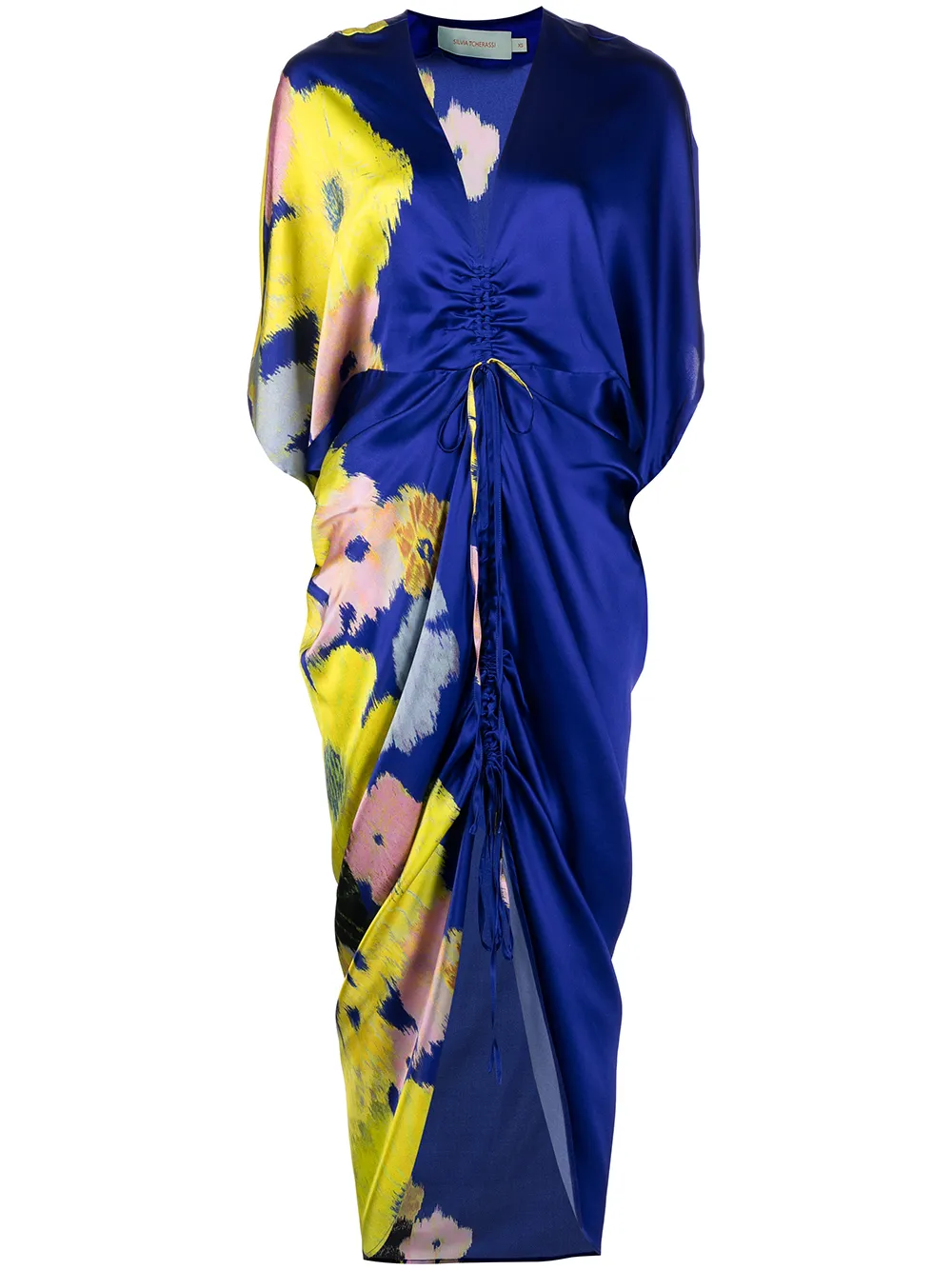 

Silvia Tcherassi floral-print pinched maxi dress - Blue