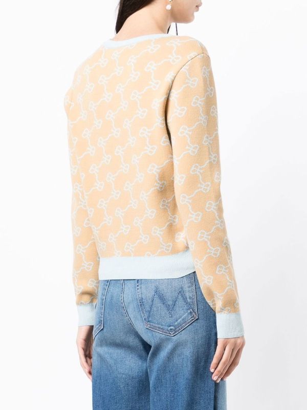 Rokh monogram-print Knitted Cardigan - Farfetch