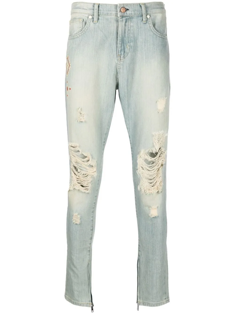 Shop United Rivers Embroidered Ripped Skinny Jeans In Blue