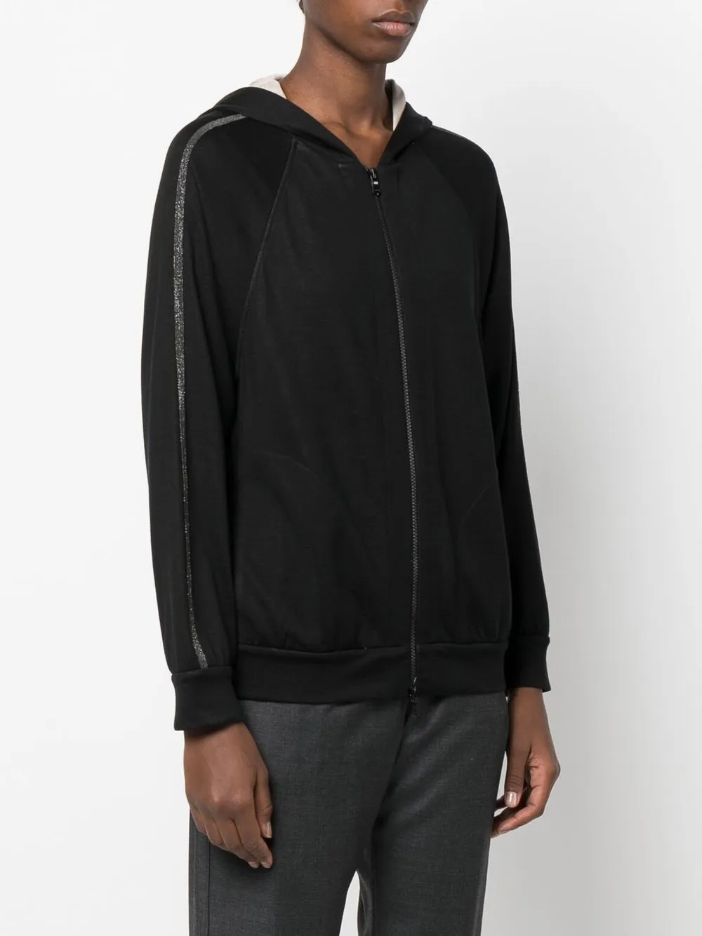 Bead-Detail Hooded Jacket
