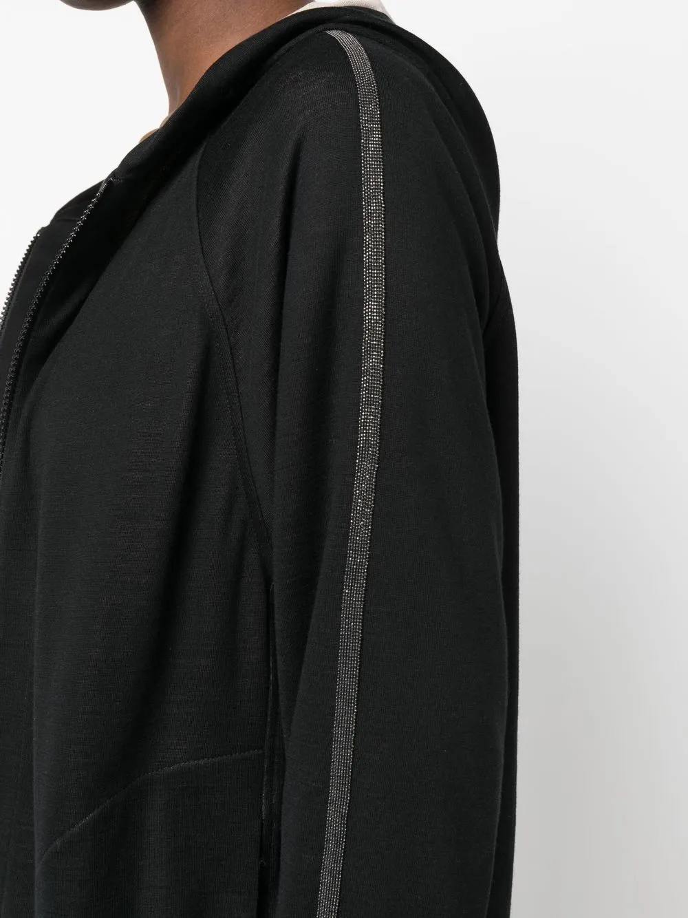 Bead-Detail Hooded Jacket