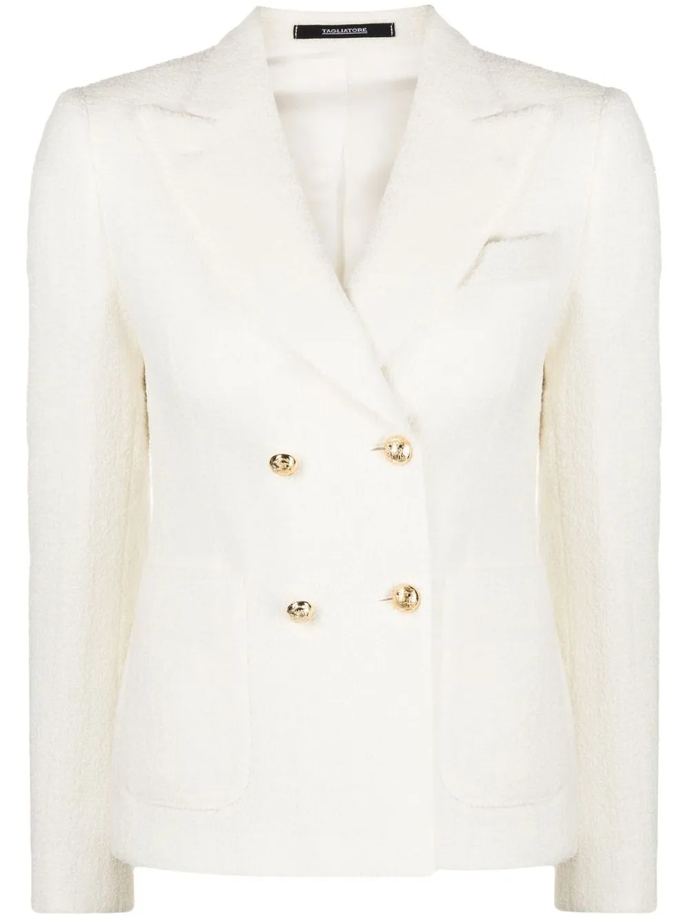 

Tagliatore double-breasted bouclé blazer - White