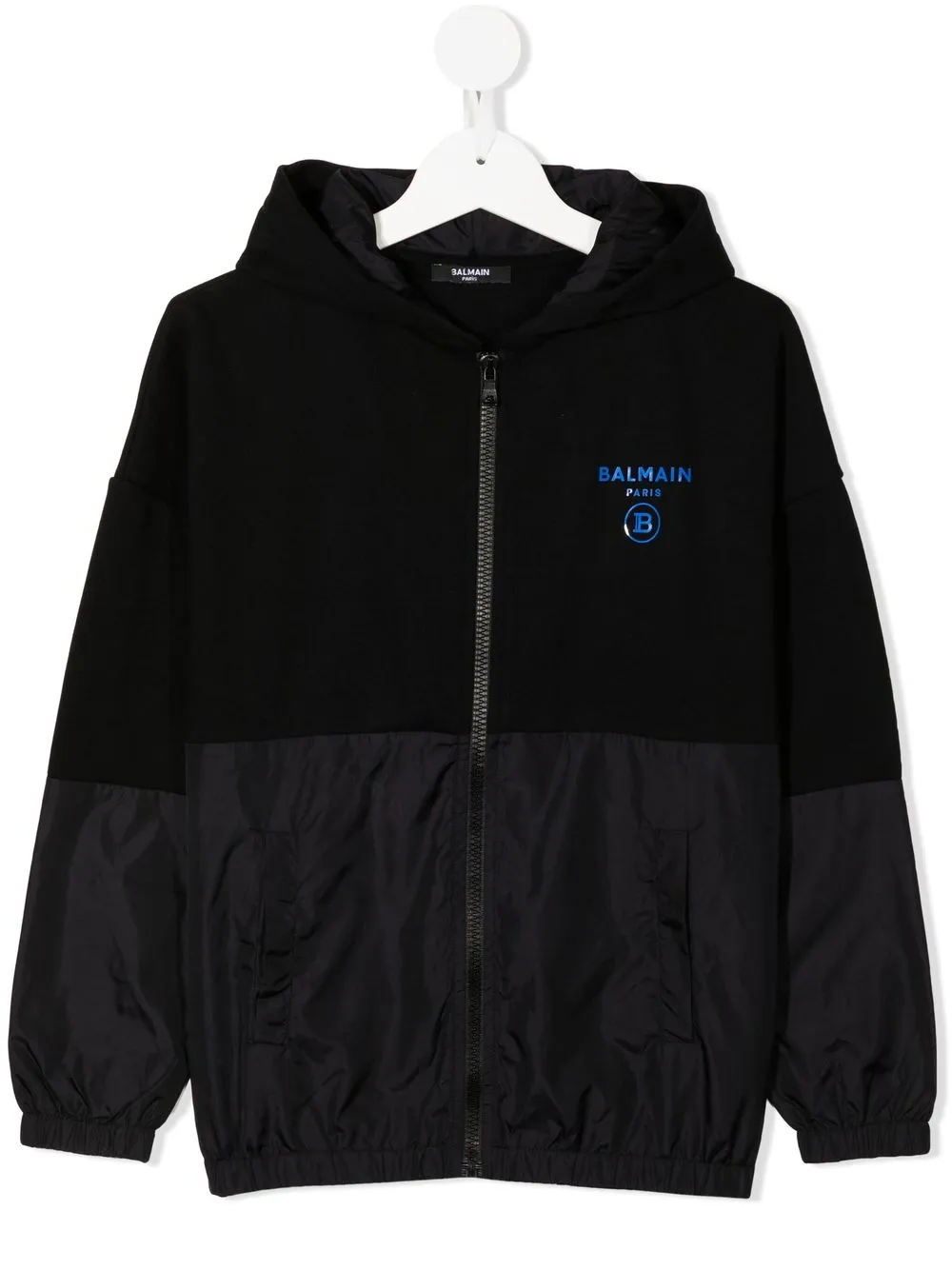 

Balmain Kids hoodie con cierre y logo estampado - Negro