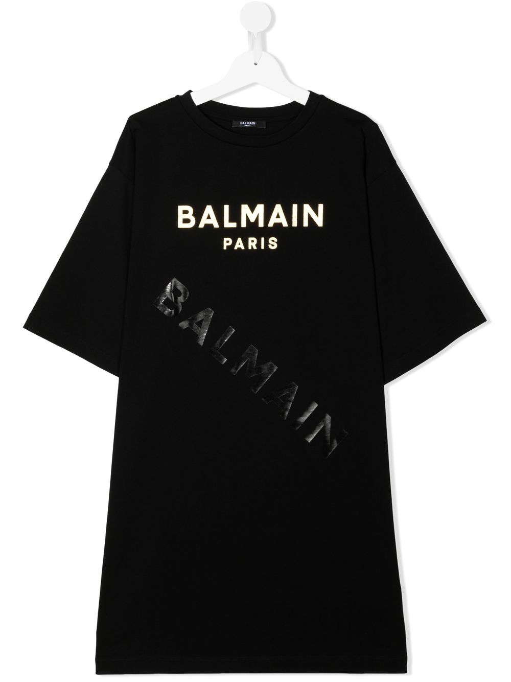 

Balmain Kids vestido estilo playera con logo estampado - Negro