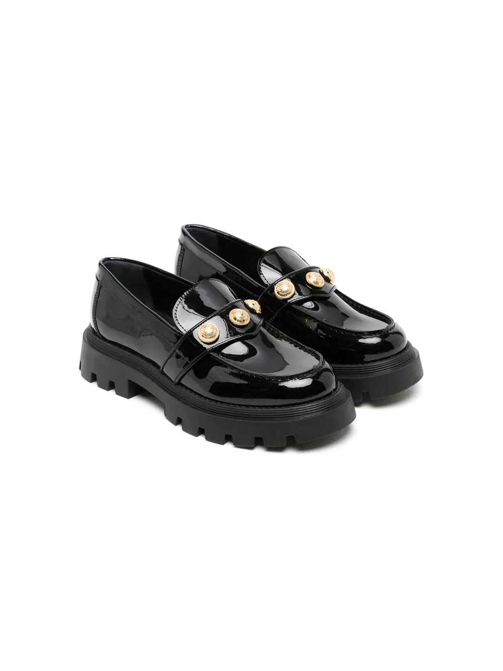 

Balmain Kids studded leather loafers - Black