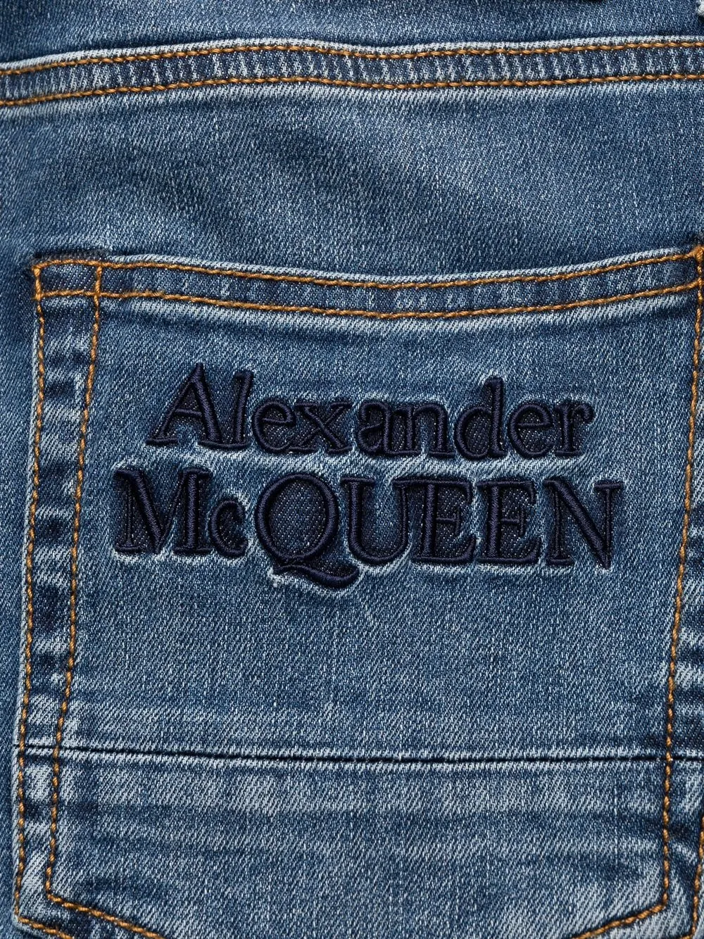 Alexander McQueen embroidered-logo slim-fit jeans Men