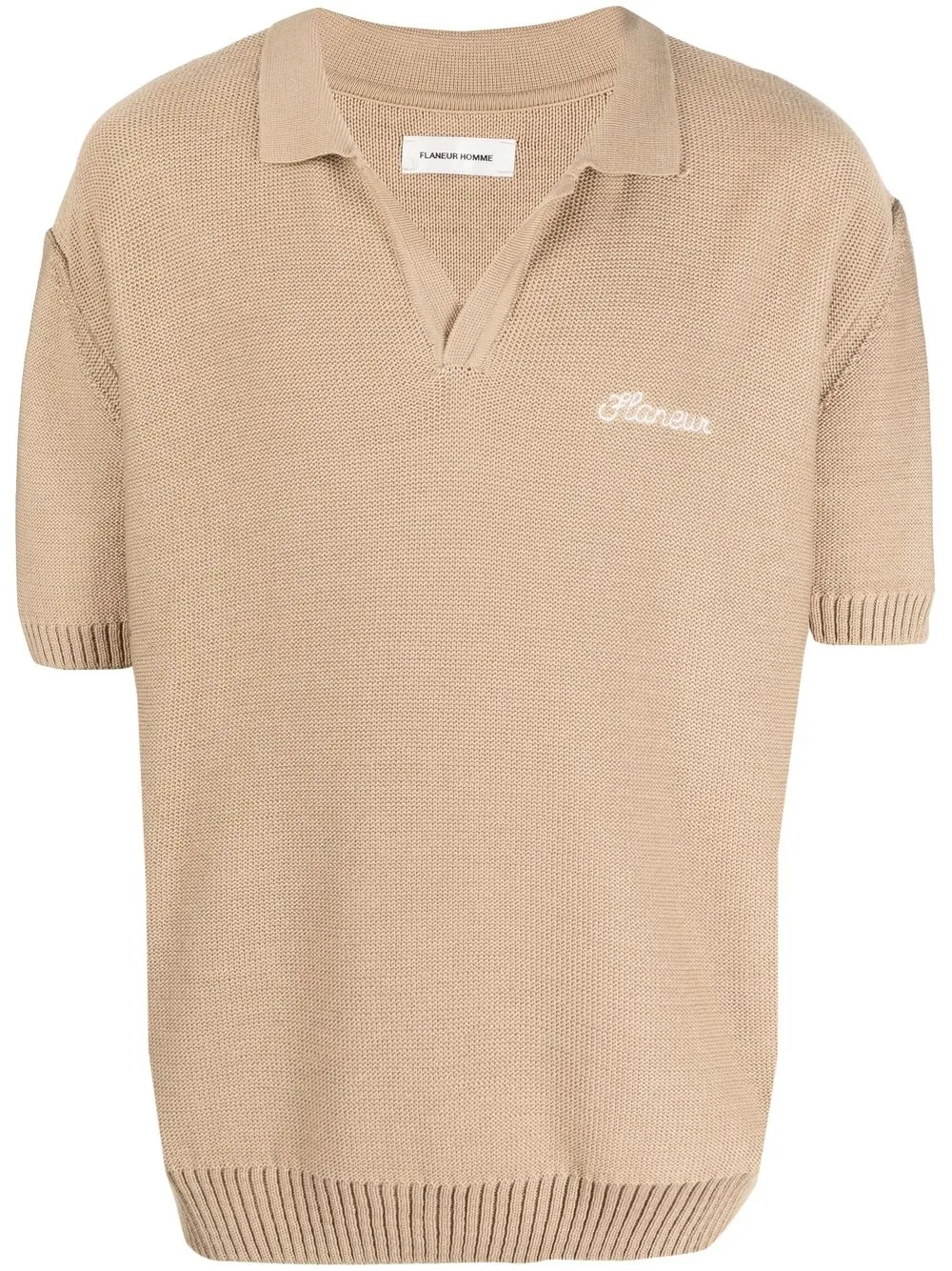 Flaneur Homme embroidered-logo polo-shirt - Neutrals