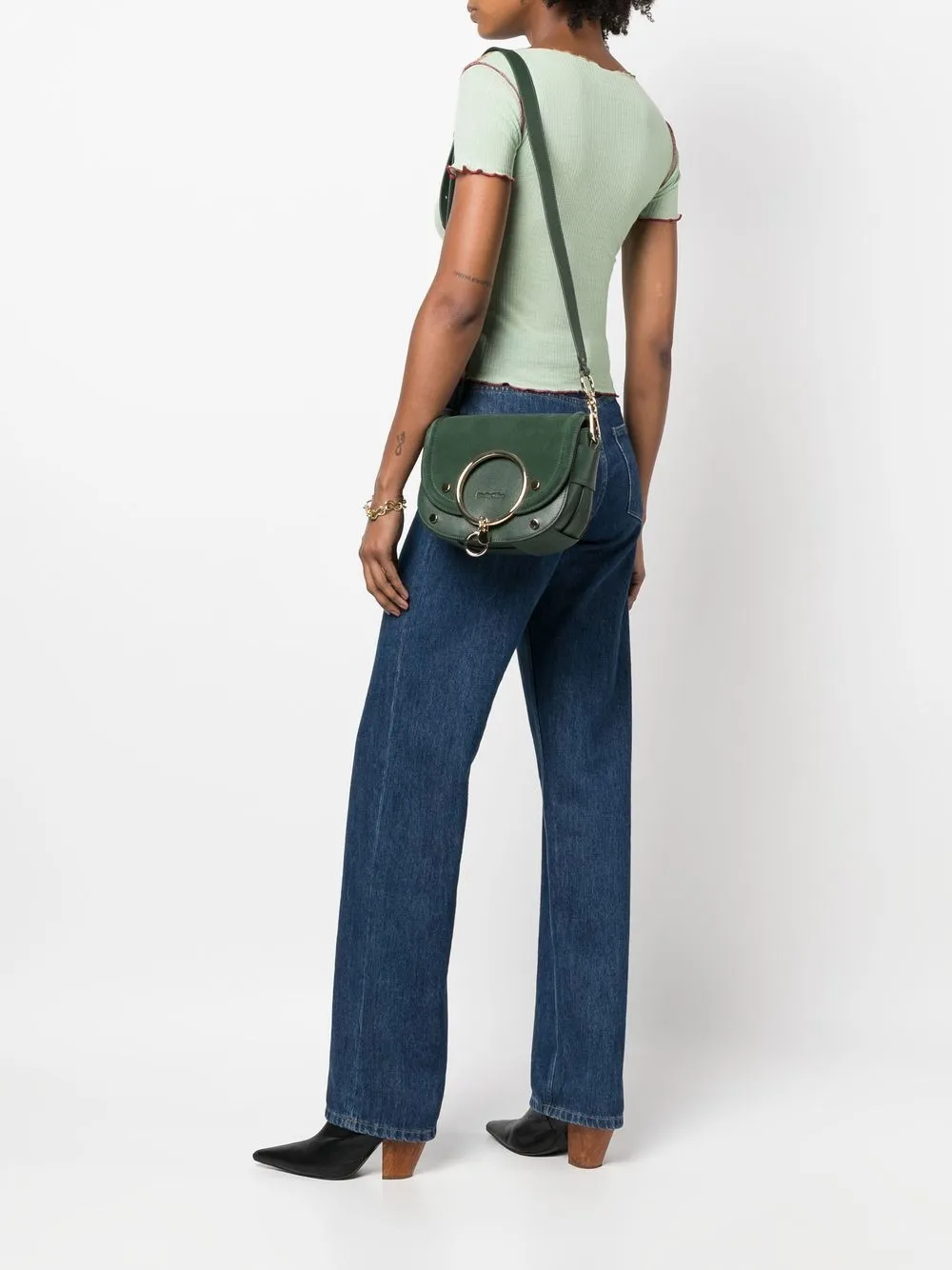 See by Chloé Mara crossbodytas met logo-reliëf - Groen