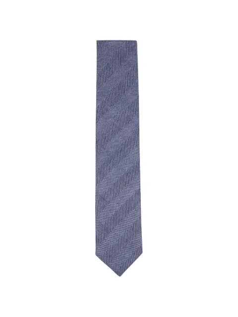 Brioni herringbone-patterned silk-blend tie