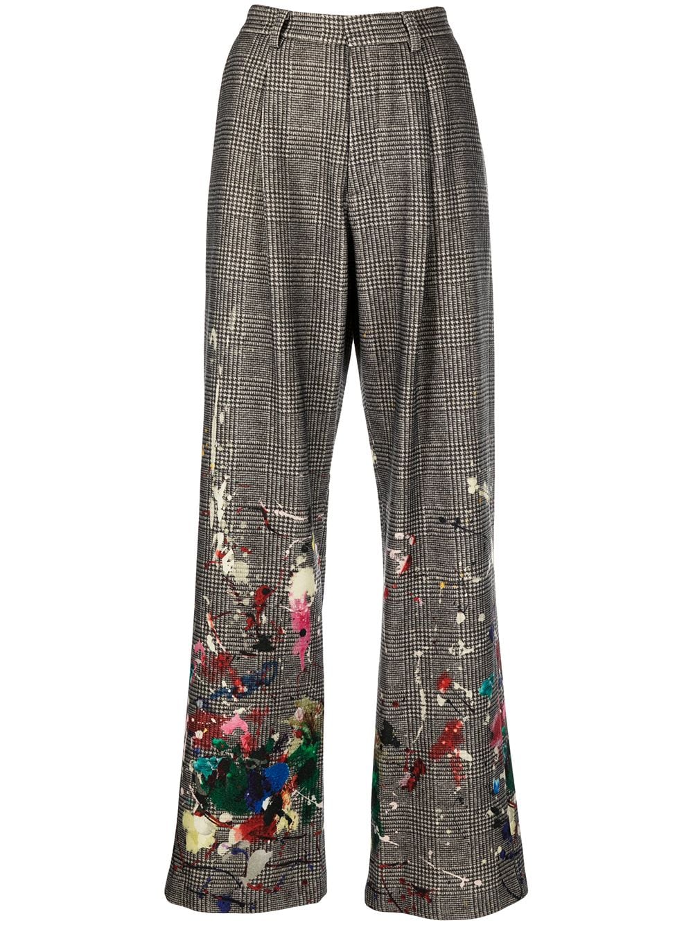 R13 Paint splatter Prince Of Wales Trousers Farfetch