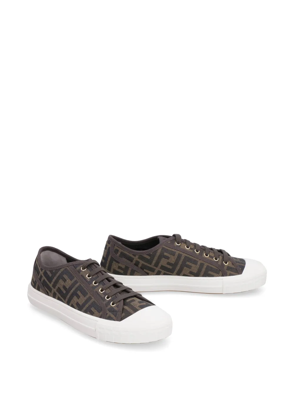  Fendi Domino Sneaker Mit Ff Motiv   Braun 