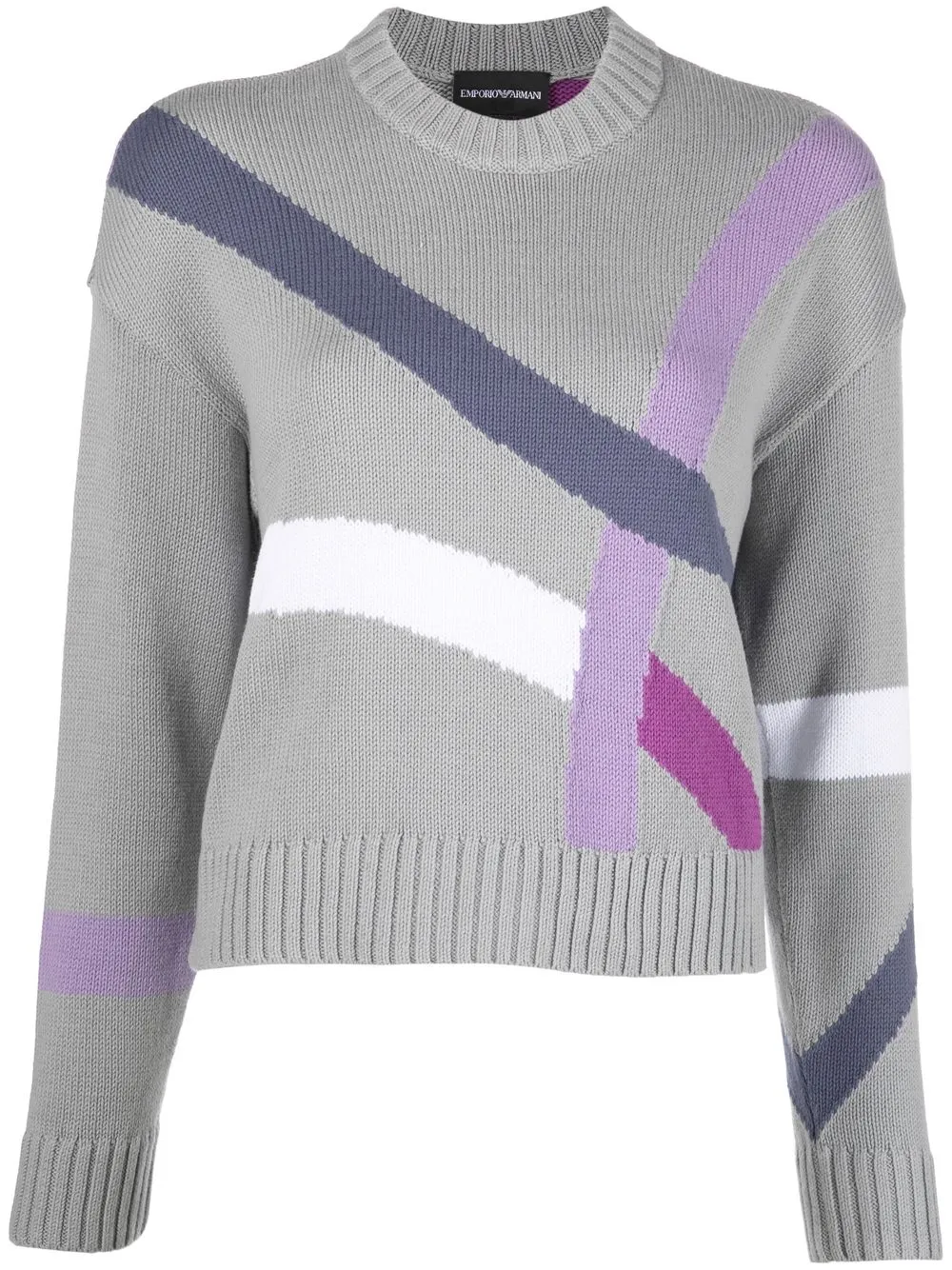 

Emporio Armani suéter tejido en intarsia con hombros caídos - Gris