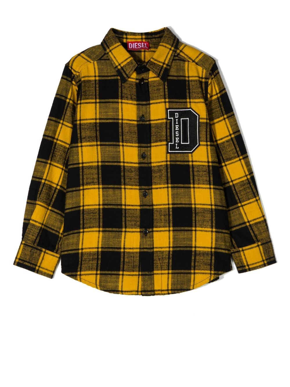 

Diesel Kids playera con motivo de cuadros y parche del logo - Amarillo