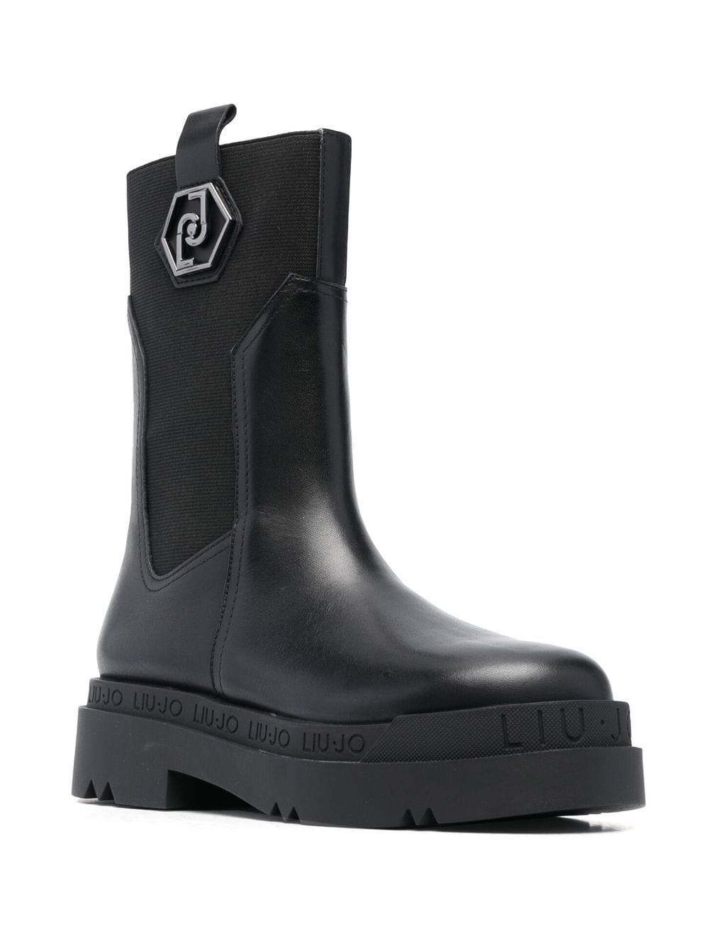 Shop Liu •jo Love 34 Leather Chelsea Boots In Black