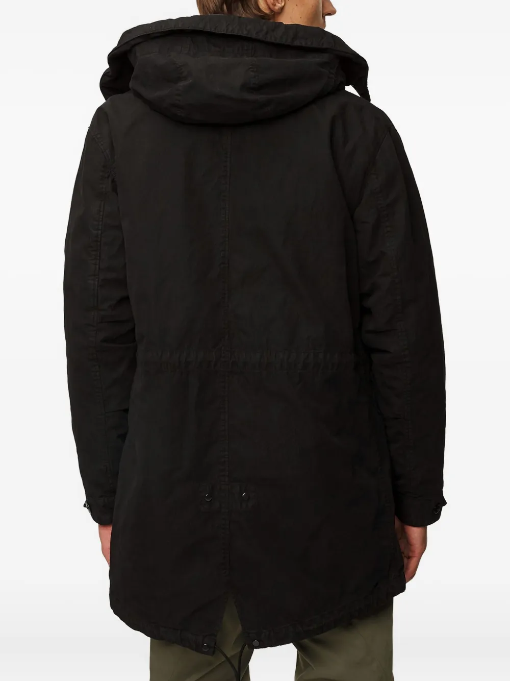 C.p. Company Hooded Drawstring Coat In Black