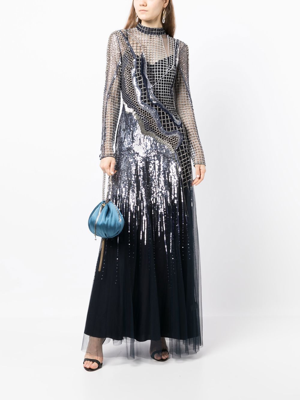 Temperley London Jurk verfraaid met pailletten - Blauw