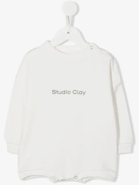 Studio Clay logo-print organic-cotton romper