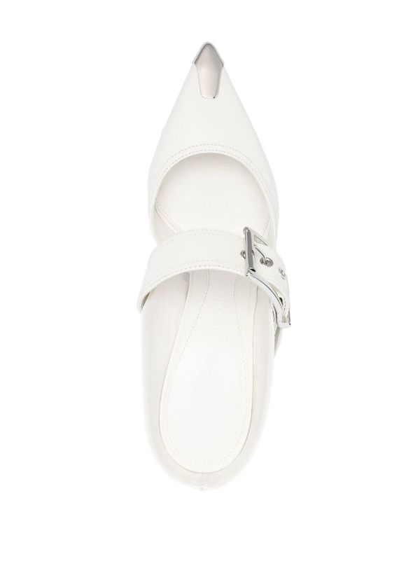 White pointed online mules