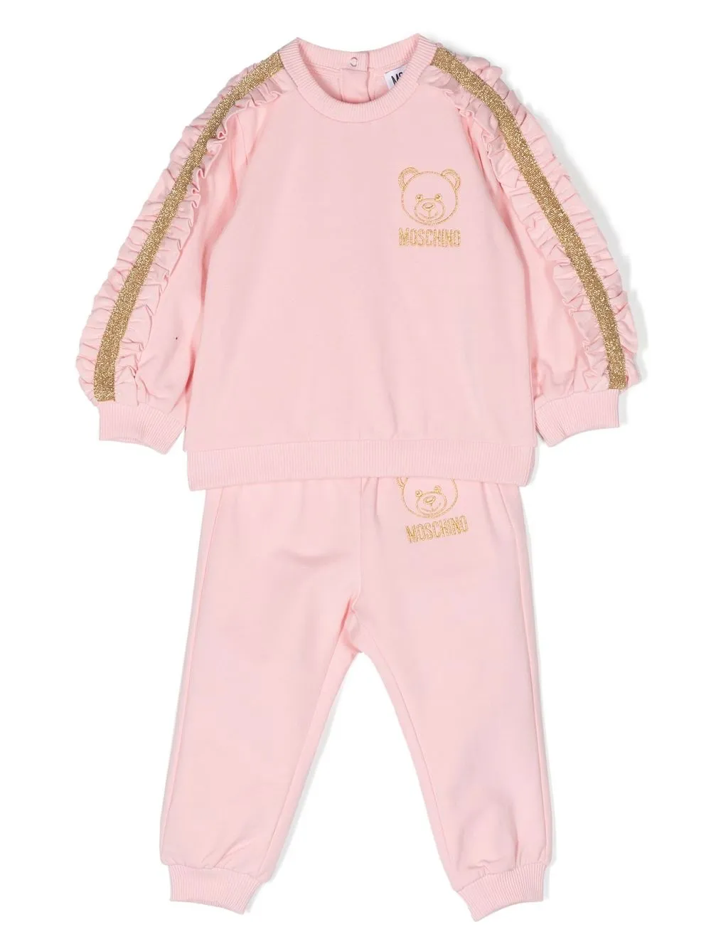 

Moschino Kids traje deportivo con volantes y logo bordado - Rosado