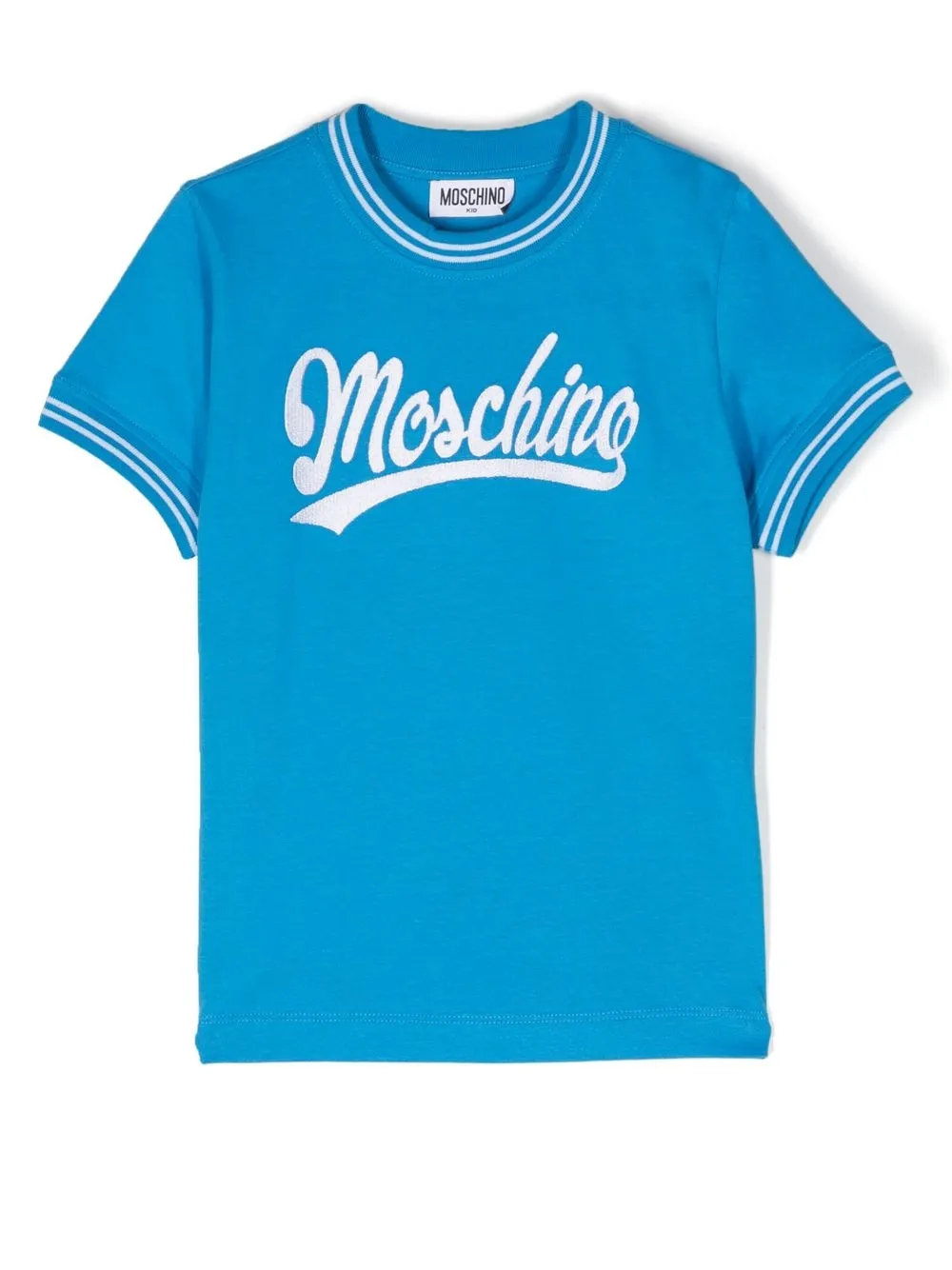 

Moschino Kids logo-embroidered tipped T-shirt - Blue