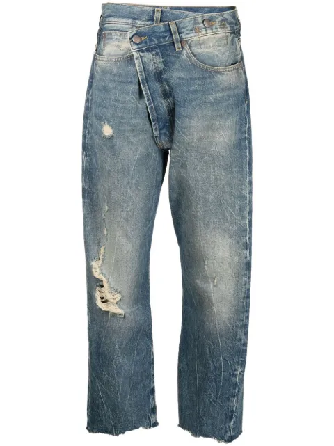 R13 cropped distressed jeans