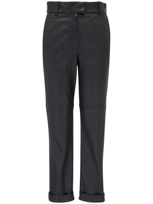 Pantalon en cuir à taille haute - Brunello Cucinelli - Modalova