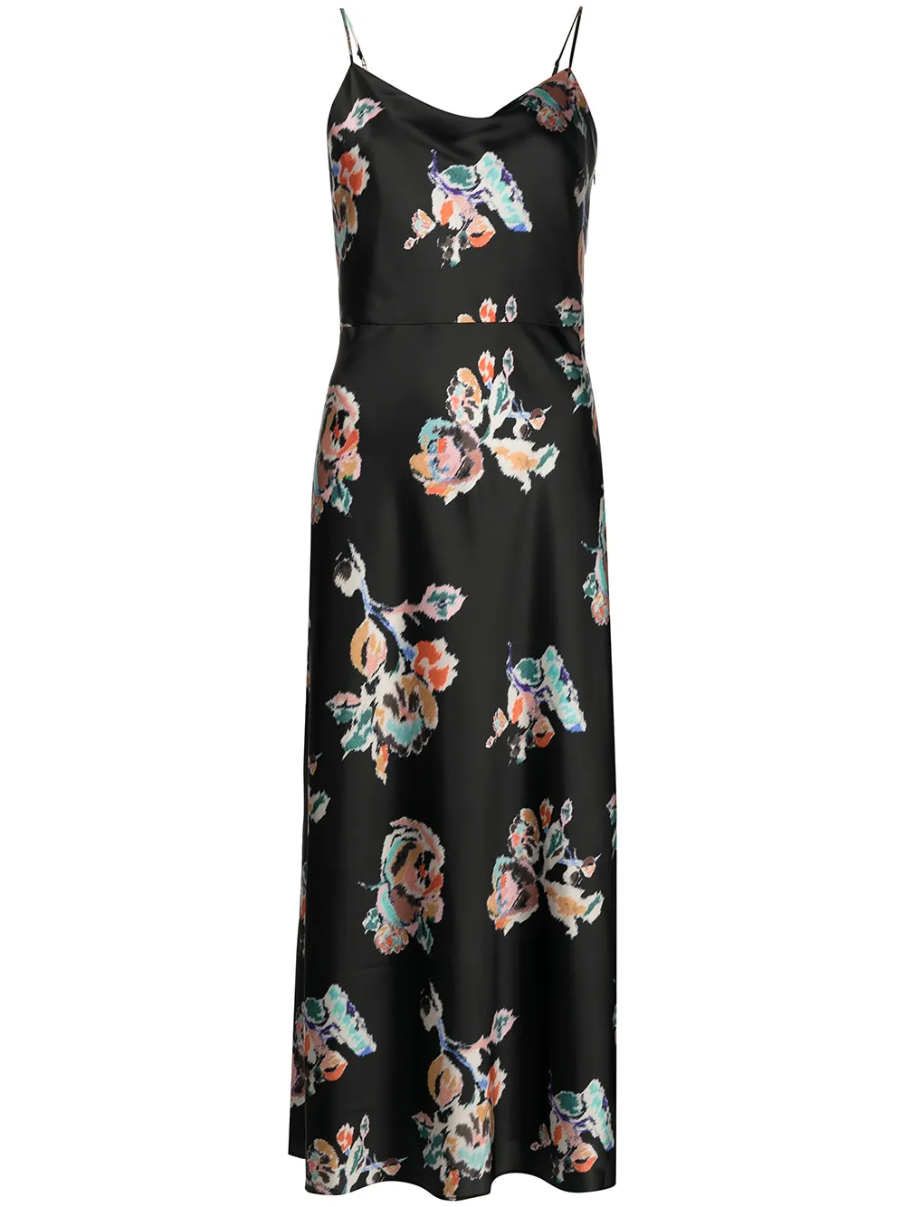 

Vince vestido con estampado floral y cuello desbocado - Negro