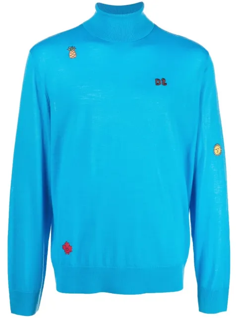 logo-embroidered rollneck jumper