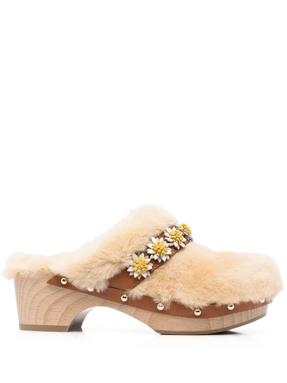 

Fabrizio Viti flower-appliqué detail mules - Neutrals