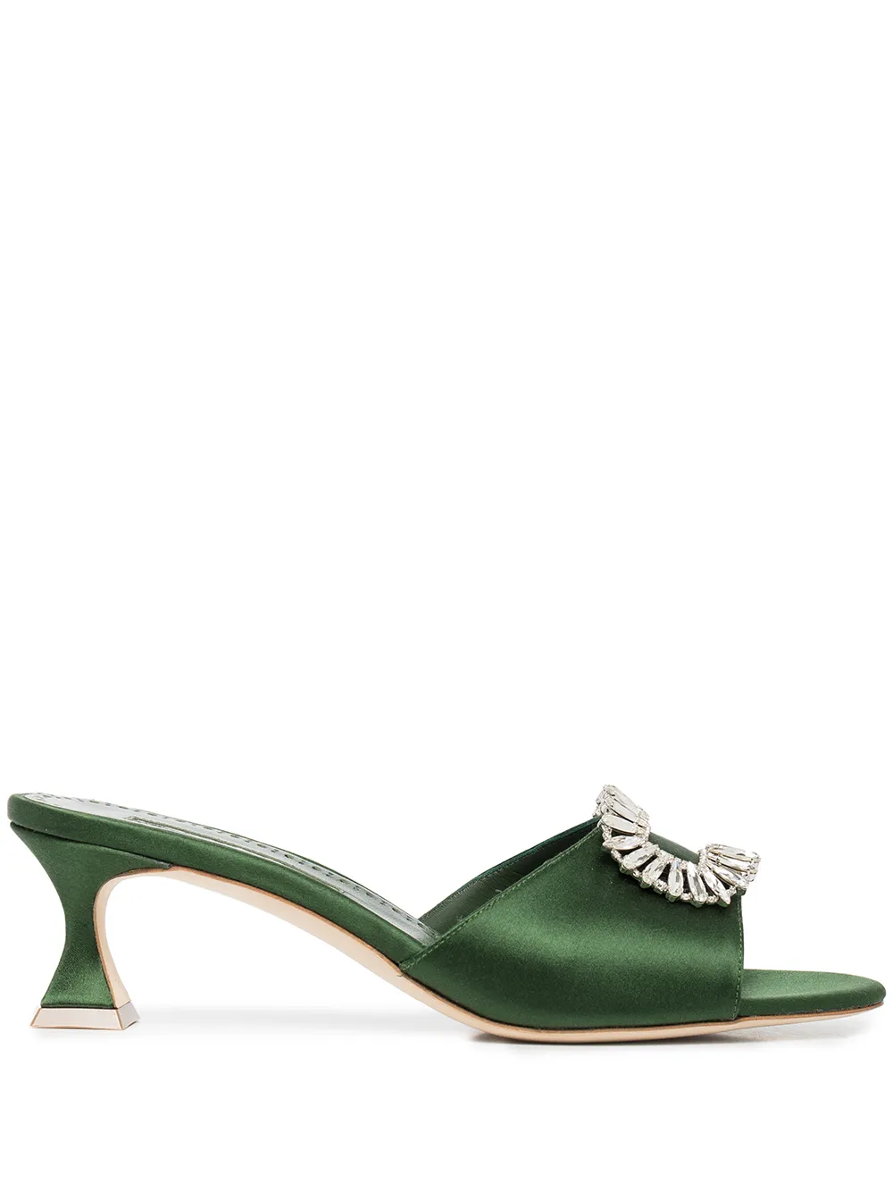 

Manolo Blahnik mules con cristales en la hebilla y tacón de 60mm - Verde