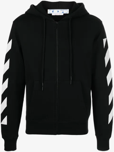Off-White Arrows-print cotton zip-up hoodie