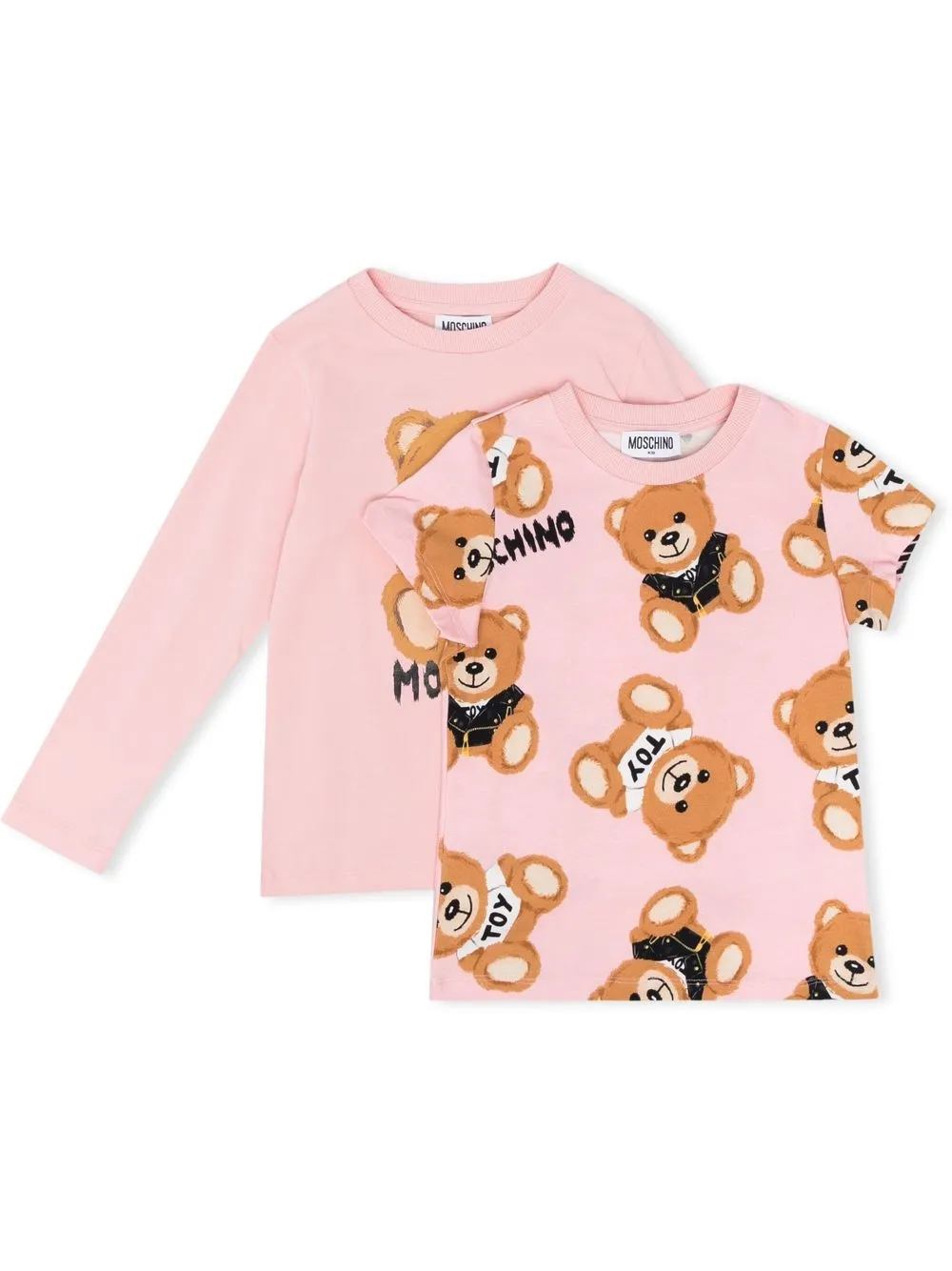 

Moschino Kids pack de dos playeras con estampado Teddy Bear - Rosado