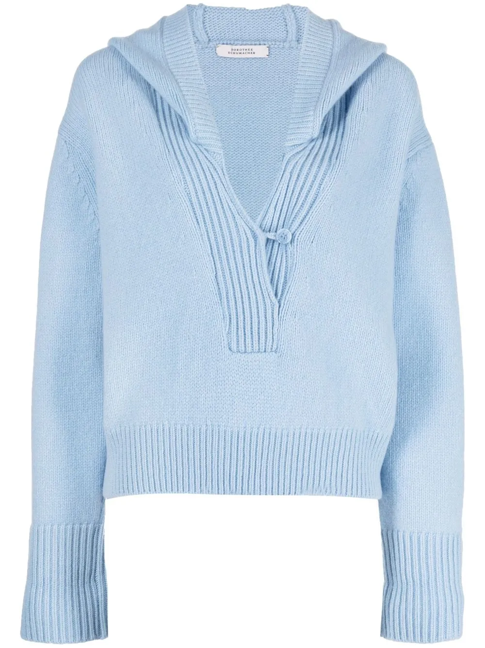 

Dorothee Schumacher suéter con capucha y ribete de canalé - Azul