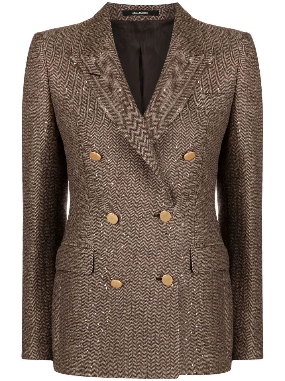 

Tagliatore double-breasted herringbone blazer - Brown